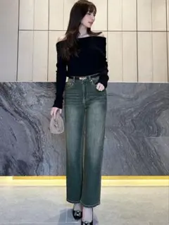 岡部あゆみさんコラボ　ワイドストレートデニム