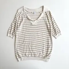 白タグ✨Max Mara ボーダー ポロニット スキッパー 半袖 S 美品のサムネイル