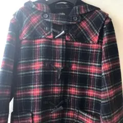 赤と黒と緑のチェック柄ダッフルコート Ｍサイズ