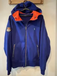 【美品】ポロ・ラルフ・ローレン ネイビー パーカー（裏地オレンジ）