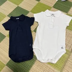 Petit Bateau ポロシャツスタイル肌着 ネイビー67㎝ ホワイト81㎝