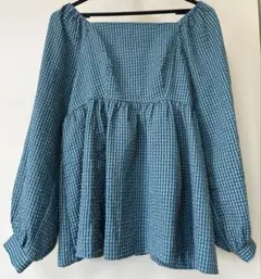 coca（コカ）ギンガムチェックバックシャンブラウス （Green）Lサイズ