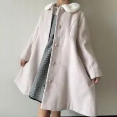 メゾピアノ⭐︎120cmピンクファー襟付きAラインコート
