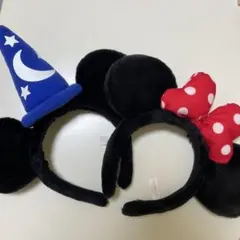 ミッキー・ミニー 耳付きカチューシャ
