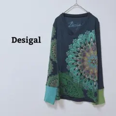 デシグアル　ニット　セーター　グラフィック　個性的　Vネック　長袖　ストレッチのサムネイル