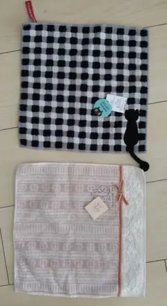 【タグ付き　未使用品】ハンカチ　2枚組　猫　ネコ　atsuko matano