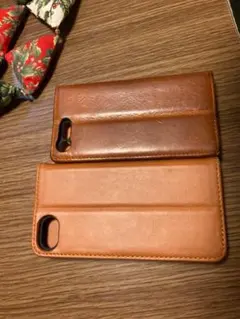 レザー 手帳型ケース ブラウン 2点セット