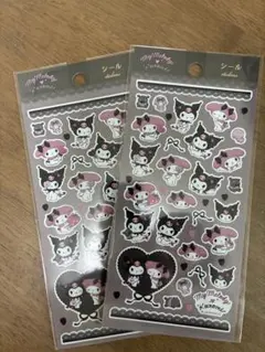 クロミ　マイメロ　平面シール　ハートリボン