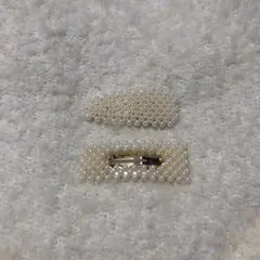 パール風ビーズ ヘアクリップ 2個セット