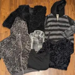 レディース 黒 ブラック アウター ニット トップス まとめ売り 6点