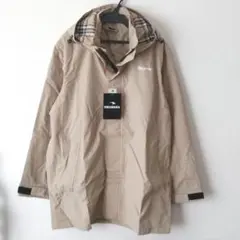 レインコート 磁石ボタン フード付き 厚手 収納袋付き ベージュ Ｌサイズ 防水