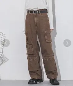 美品　ジーナシス　デニムカーゴパンツ　ブラウン系その他のサムネイル