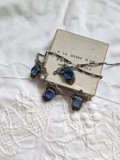 フランスアンティーク ネックレス 花 石 グレー アールデコ 20世紀 