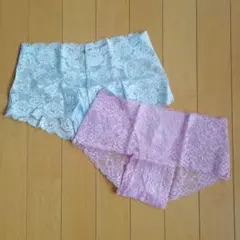 水色とピンクのレースショーツ2点セット