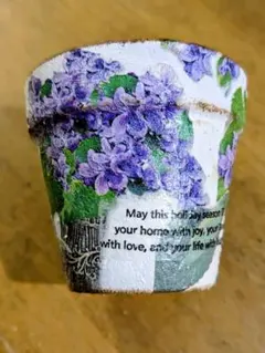 デコパージュ　リメイク鉢　BlueとPurpleのお花畑 デコパージュ リメイク鉢 花畑のうさぎ - メルカリ