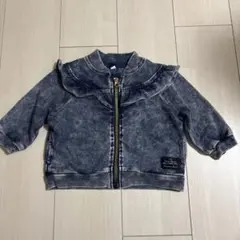 デニム調フリルジップアップジャケット