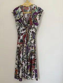 ペイズリー柄 ノースリーブドレス