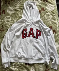 GAP ホワイト ジップアップパーカー