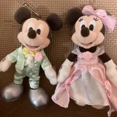 ミッキー ミニー ウェディング ぬいぐるみキーホルダー　ディズニー