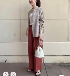 ユナイテッドアローズ ノーカラー 切り替え 配色 ストライプ とろみ ブラウスのサムネイル