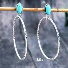 ✨ ターコイズ風 ヴィンテージ 大きめ リング ピアス インディアン ボヘミアン