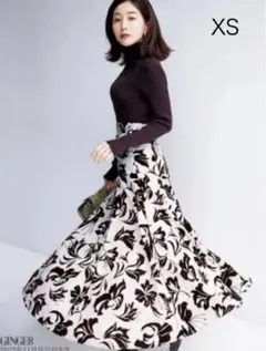 GRL グレイル田中みな実 花柄フロッキーフレアスカート[tu460] XS