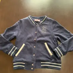 お値下げ　メゾピアノ　紺色アウター　スタジャン風　140㎝