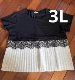 アベイル 大きいサイズ レース付きプリーツ半袖Tシャツのサムネイル