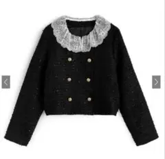 2Wayレースダブルボタンツイードジャケット[gn554]