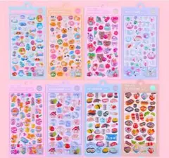 ステッカー❤️キラキラ デコシール 8枚セット 立体 可愛い DIY用 手帳用