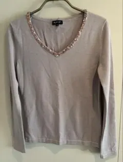 INDIVI 38 ニット ウール 毛 ビーズ ビジュー インディヴィ