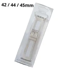 ☘️コンパチブル Apple Watch バンド 本革+綿帆布 ホワイト