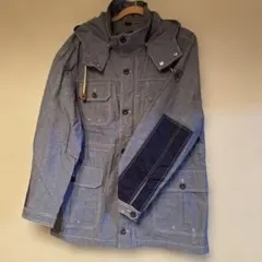 フード付きカジュアルジャケット 青