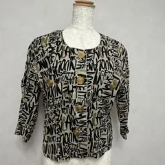 LANCETTI ランチェッティ　ジャケット 麻100% 総柄 金ボタン 薄手