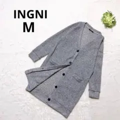 イング 長袖Vネックロングカーディガン 羽織 ニット M 体型カバー カジュアル