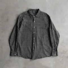 90s ラルフローレン BONNARDチェック長袖シャツ 完全無地 黒 ボックス