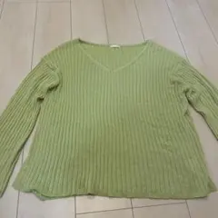 【GU】長袖ニット XL ライトグリーン