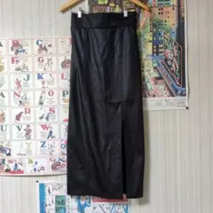 【12/17削除⭐︎最終値下】しまむらㅤレザーナロースカートㅤブラック