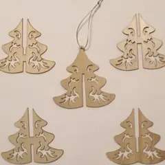 木製 クリスマスツリー オーナメント 5個セット