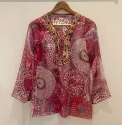 BELLA RAGAZZA スパンコールシアーブラウス