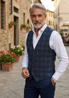 タリアトーレ　ジレ　ベスト　チェック　グレー　44 楽天市場】タリアトーレ ジレ（ベスト・ジレ｜トップス）：メンズ