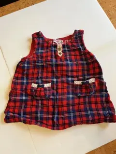 ミキハウス 赤と青のチェック柄ワンピース チュニック80cm〜90cm