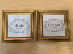 結婚式受付サイン Bride & Groom ゴールドフレーム
