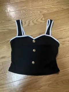 バイカラー リブタンクトップ ゴールドボタンのサムネイル