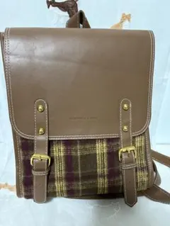 チェック柄リュック レザー
