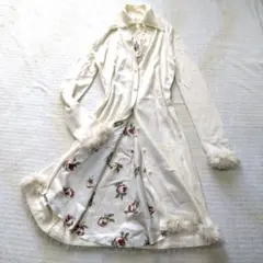 ジーザスディアマンテ ニットワンピース 薔薇柄 アンゴラ アイボリー ストレッチ