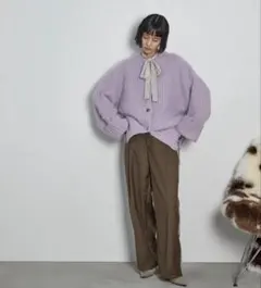 【THE YOn】新品 2WAYモヘアライクミックスシャギーニットカーディガン