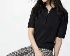 ブラック 半袖ニット Lサイズ　UNIQLO