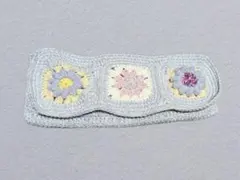 ハンドメイド 水色 花モチーフ マルチケース　磁石ボタン付き