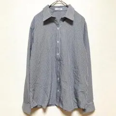 Honeys ハニーズ　チェックシャツ　黒　白　【M】　長袖　きれいめ　オフィス